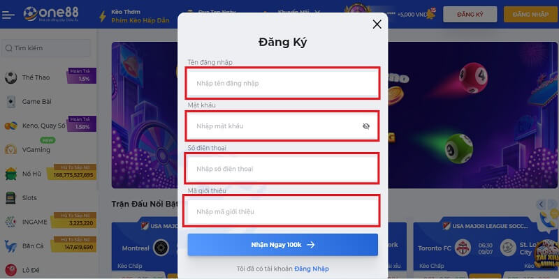 Điền thông tin vào form đăng ký